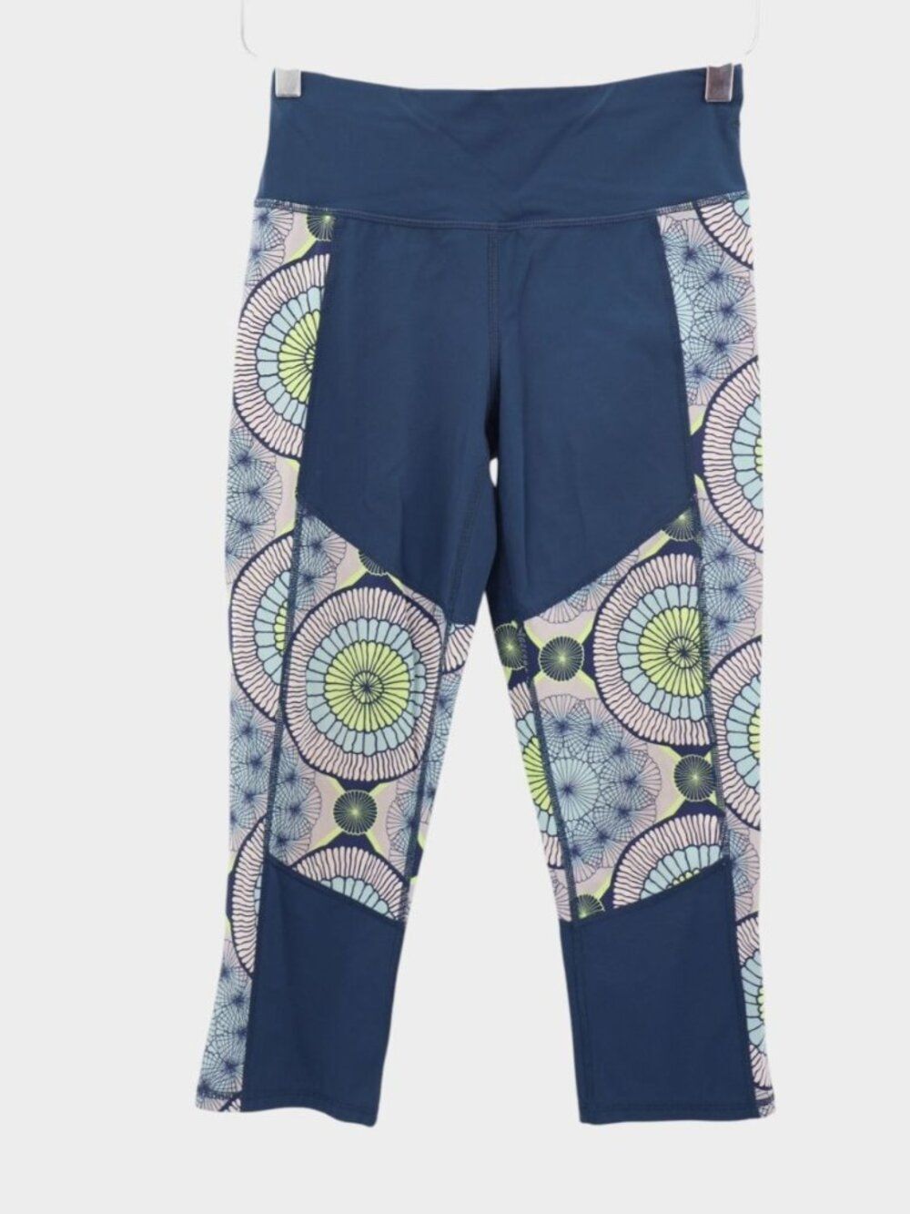 Sweaty Betty Cropped Leggings Navy Mandala Print Panel Capri Size XS